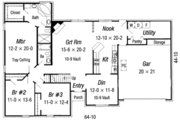 European Style House Plan - 5 Beds 3 Baths 2338 Sq/Ft Plan #329-110 