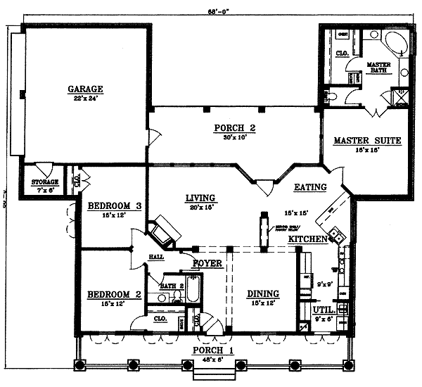 Country Floor Plan - Main Floor Plan #14-226