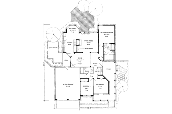 Floor Plan - Main Floor for Southern House Plan #410-334 - 3 bed, 2 bath