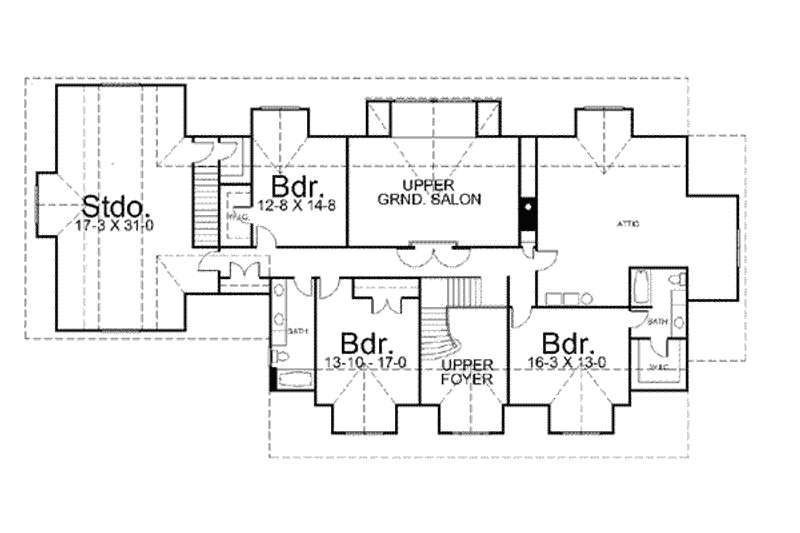 Dream House Plan - Floor Plan - Upper Floor for Country House Plan #119-224 - 4 bed, 3 bath