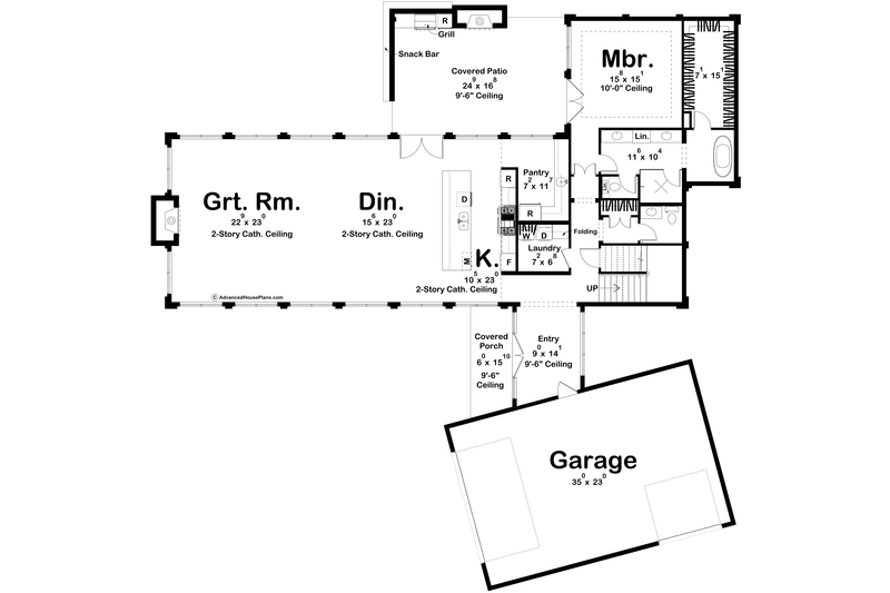Architectural House Design - Floor Plan - Main Floor for Contemporary House Plan #455-511 - 4 bed, 2.5 bath