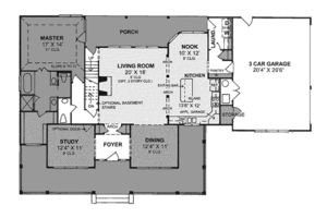 Floor Plan - Main Floor 1 for Farmhouse House Plan #20-342 - 4 bed, 3.5 bath