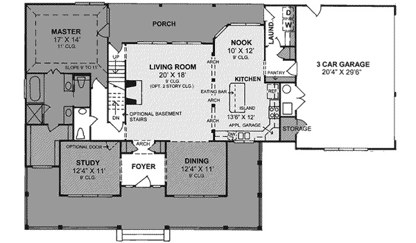 Architectural House Design - Farmhouse Floor Plan - Main Floor Plan #20-342