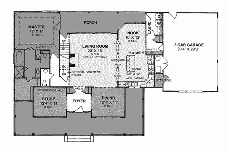 Architectural House Design - Floor Plan - Main Floor 1 for Farmhouse House Plan #20-342 - 4 bed, 3.5 bath