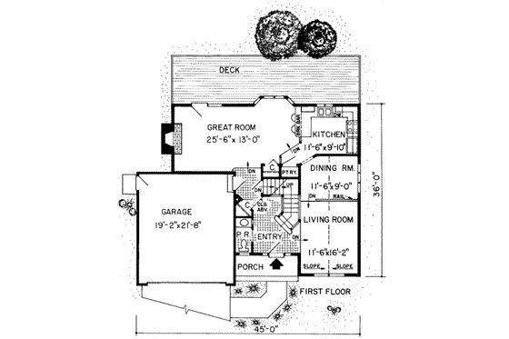 Floor Plan - Main Floor for Traditional House Plan #312-199 - 3 bed, 2.5 bath