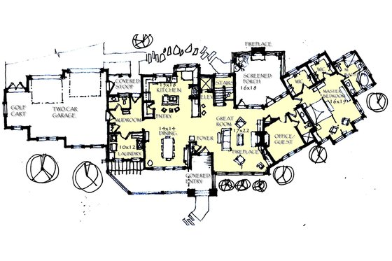 Floor Plan - Main Floor for Craftsman House Plan #921-1 - 3 bed, 3.5 bath