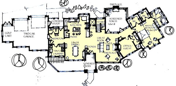 Craftsman Floor Plan - Main Floor Plan #921-1