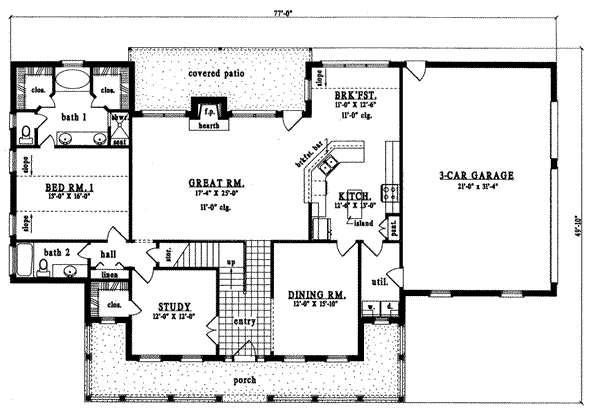 Country Floor Plan - Main Floor Plan #42-267