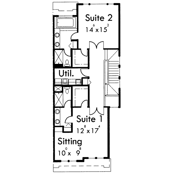 Traditional Floor Plan - Upper Floor Plan #303-398