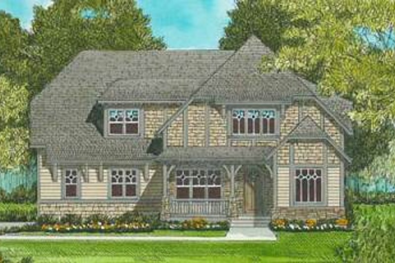 Architectural House Design - Tudor Exterior - Front Elevation Plan #413-139