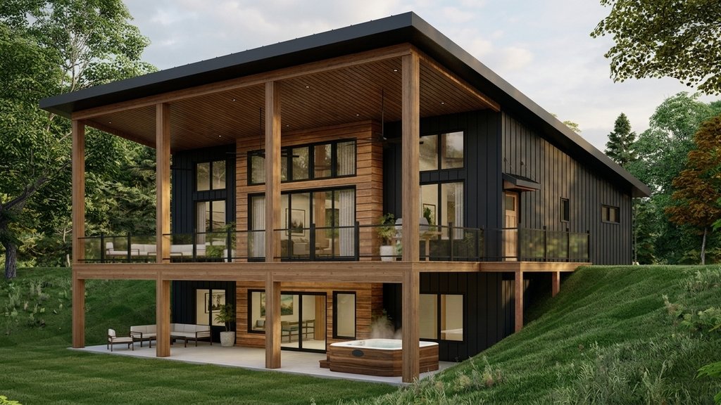 Exterior - Rear Elevation 2 for Modern House Plan #1064-280 - 2 bed, 2 bath