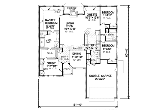 Floor Plan - Main Floor for Modern House Plan #65-335 - 4 bed, 2 bath