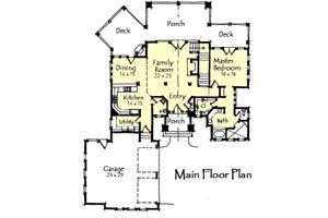 Floor Plan - Main Floor for Craftsman House Plan #921-17 - 3 bed, 3.5 bath