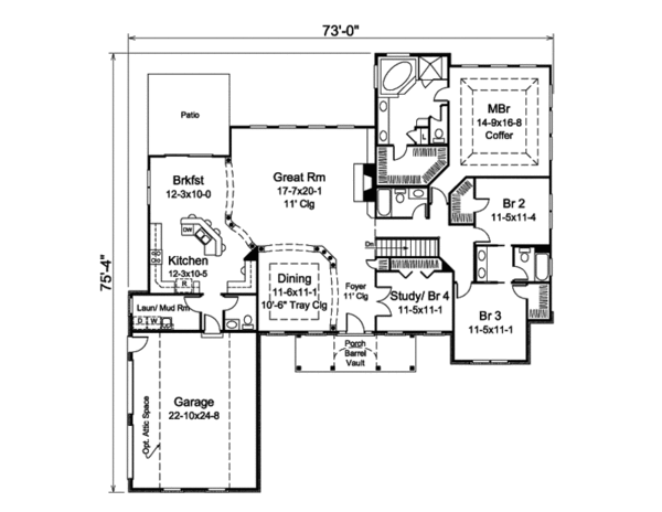Ranch Floor Plan - Main Floor Plan #57-621