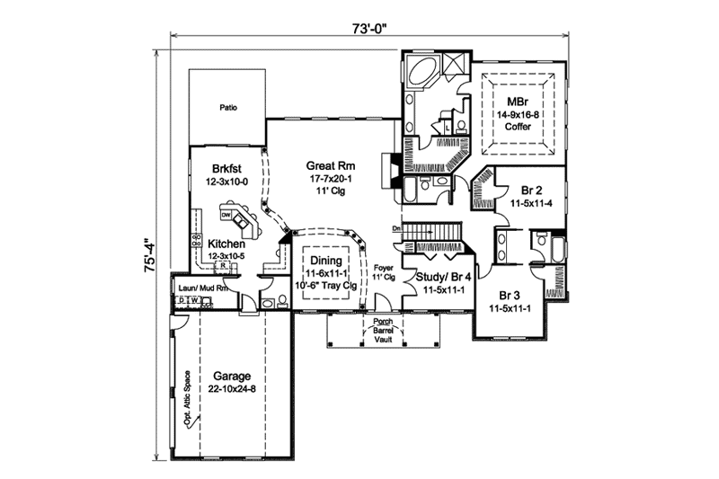 Home Plan - Floor Plan - Main Floor for Ranch House Plan #57-621 - 3 bed, 3.5 bath