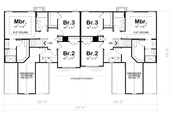 House Blueprint - Farmhouse Floor Plan - Upper Floor Plan #20-2549