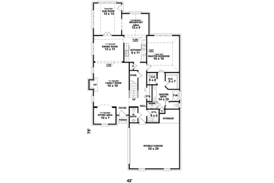 Floor Plan - Main Floor for Traditional House Plan #81-928 - 3 bed, 2.5 bath