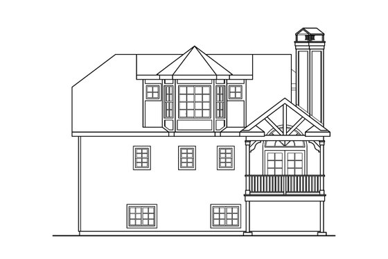 Exterior - Rear Elevation for Traditional House Plan #124-581 - 2 bed, 3 bath