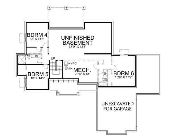 House Design - Floor Plan - Lower Floor for Prairie House Plan #112-319 - 6 bed, 4 bath