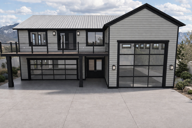 House Blueprint - Exterior - Front Elevation 3 for Barndominium House Plan #1060-483 - 1 bed, 2 bath