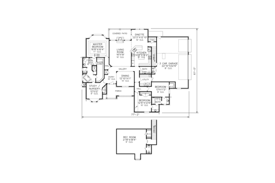 Floor Plan - Main Floor for European House Plan #65-544 - 3 bed, 2.5 bath