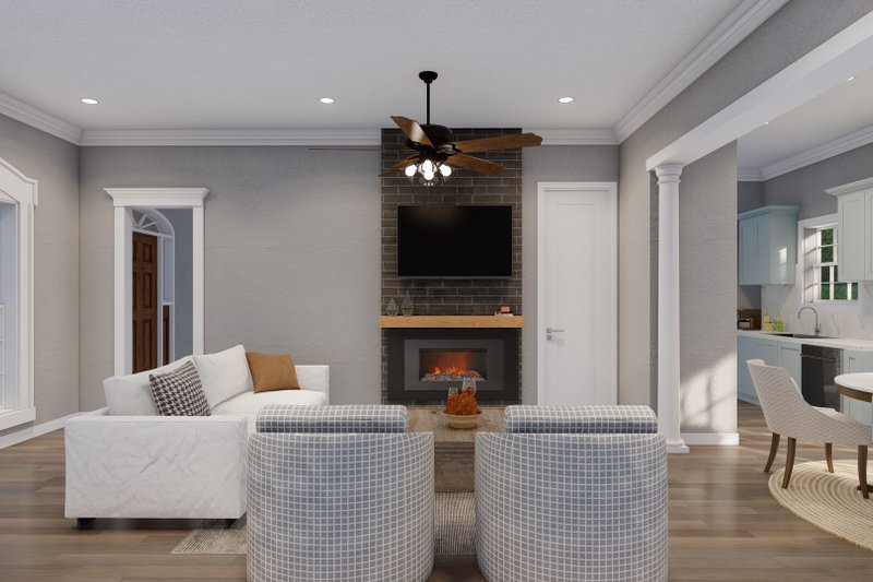House Blueprint - Interior - Family Room 2 for Traditional House Plan #17-623 - 2 bed, 2.5 bath