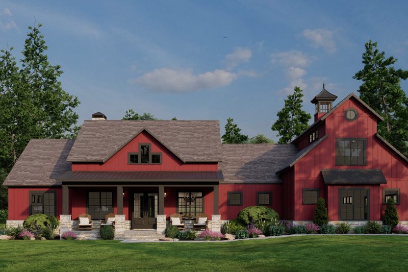 House Blueprint - Exterior - Front Elevation 3 for Farmhouse House Plan #923-350 - 4 bed, 3.5 bath