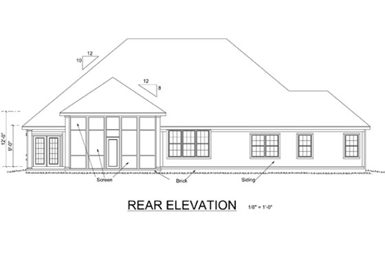 Exterior - Rear Elevation for Traditional House Plan #513-2045 - 4 bed, 3.5 bath