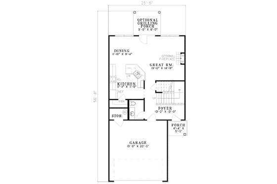 Floor Plan - Main Floor for Traditional House Plan #17-424 - 3 bed, 2.5 bath