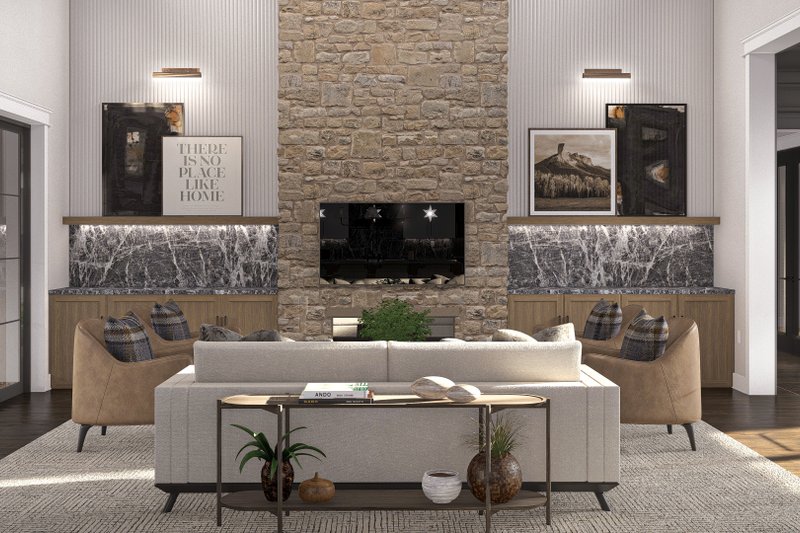 House Blueprint - Interior - Family Room 1 for Modern House Plan #455-464 - 5 bed, 4.5 bath