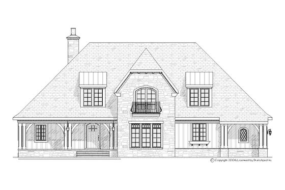 Exterior - Front Elevation 3 for European House Plan #901-95 - 4 bed, 3.5 bath