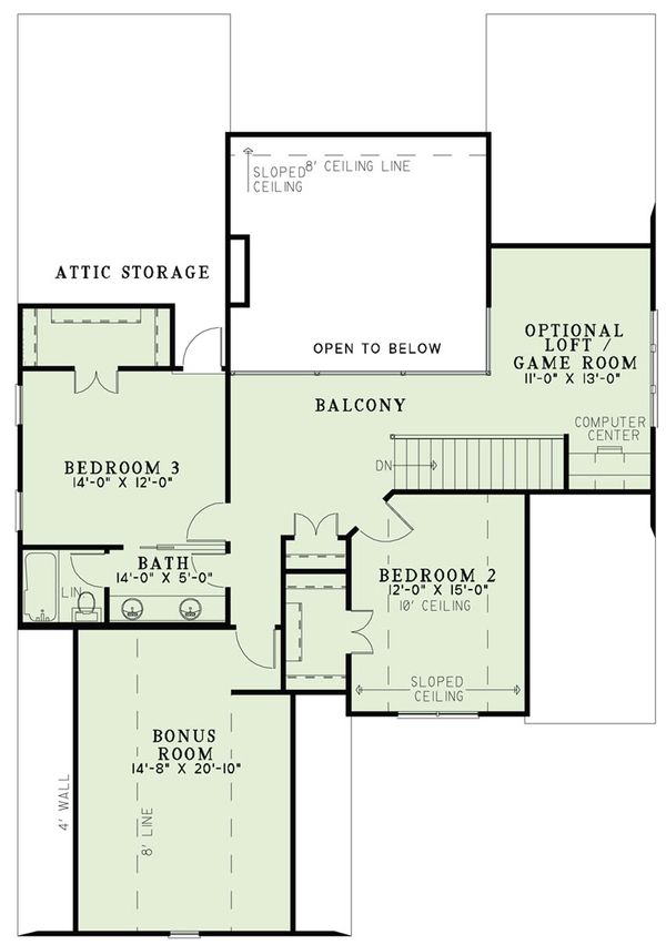 Home Plan - Tudor Floor Plan - Upper Floor Plan #17-2494