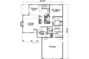 Floor Plan - Main Floor for Traditional House Plan #78-210 - 3 bed, 2.5 bath