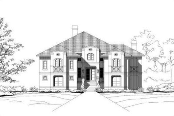 Exterior - Front Elevation for Mediterranean House Plan #411-236 - 4 bed, 4 bath