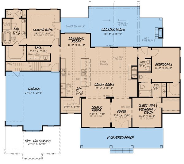 House Blueprint - Farmhouse Floor Plan - Main Floor Plan #923-409