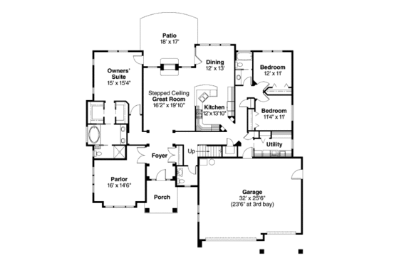 Floor Plan - Main Floor for Traditional House Plan #124-681 - 3 bed, 2.5 bath