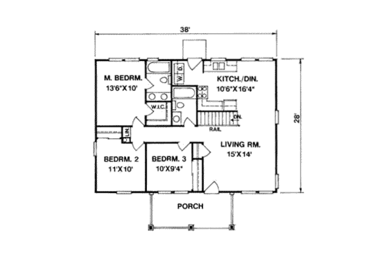 Floor Plan - Main Floor for Cottage House Plan #116-164 - 3 bed, 2 bath