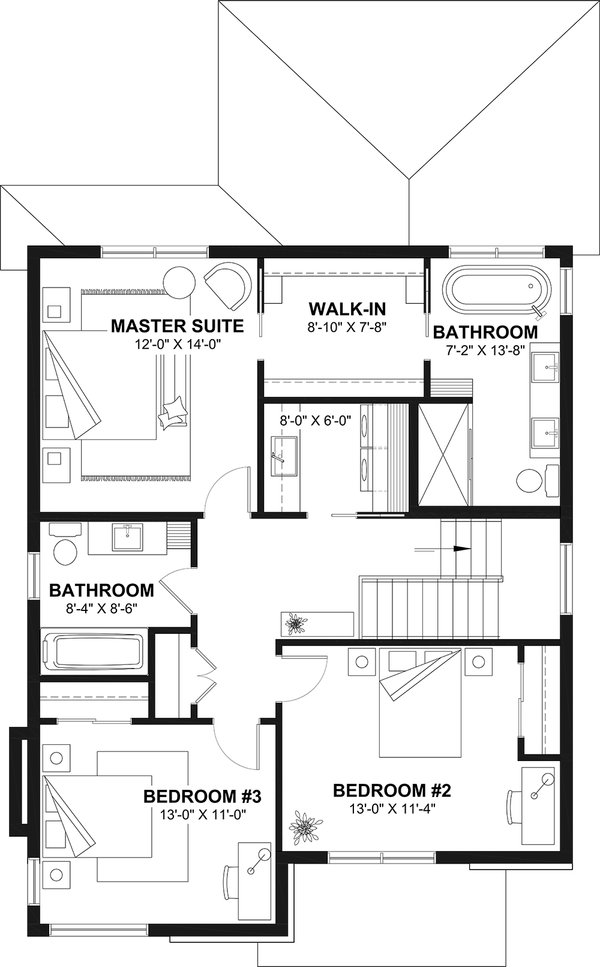 House Blueprint - Contemporary Floor Plan - Upper Floor Plan #23-2871