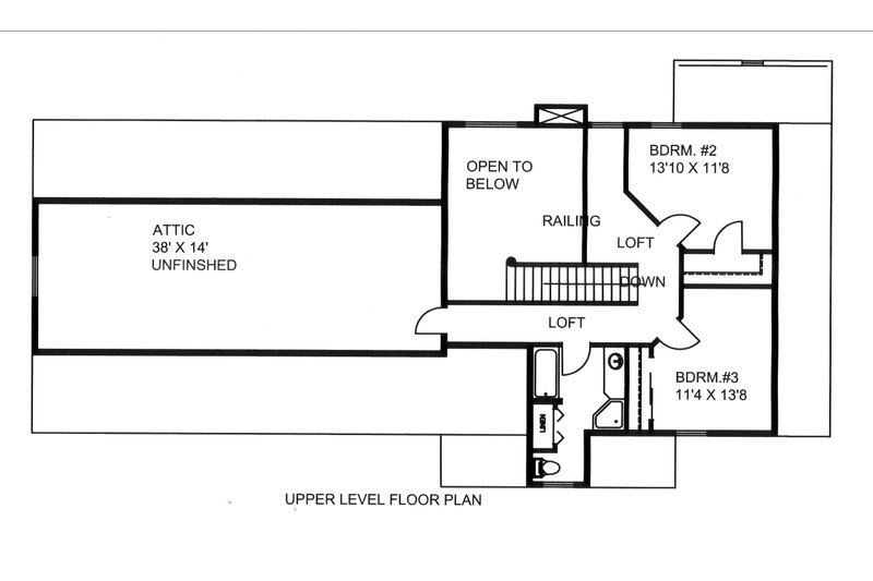 Architectural House Design - Floor Plan - Upper Floor for Craftsman House Plan #117-977 - 3 bed, 2.5 bath
