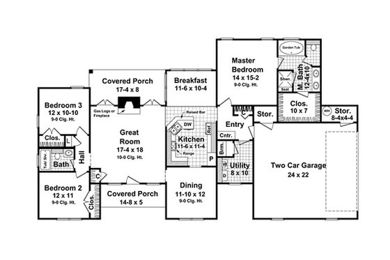 Floor Plan - Main Floor for Traditional House Plan #21-110 - 3 bed, 2 bath
