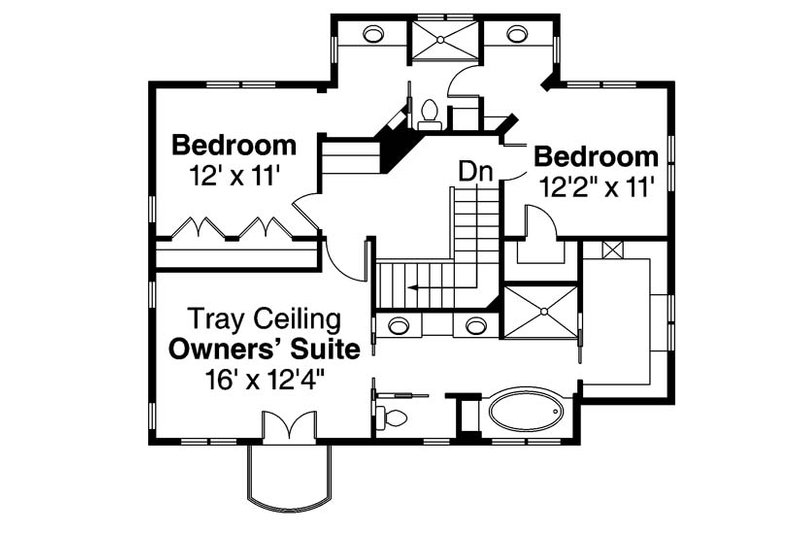 Dream House Plan - Floor Plan - Upper Floor for Mediterranean House Plan #124-863 - 3 bed, 2.5 bath