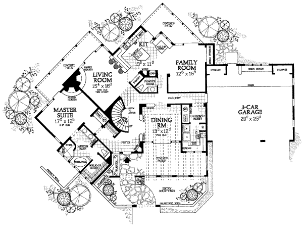 House Blueprint - Adobe / Southwestern Floor Plan - Main Floor Plan #72-158