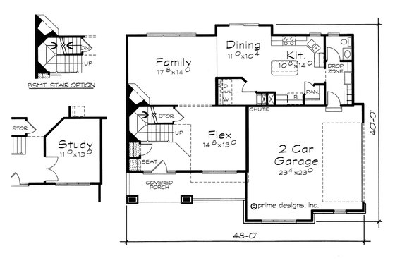 Floor Plan - Main Floor for Traditional House Plan #20-2153 - 4 bed, 2.5 bath