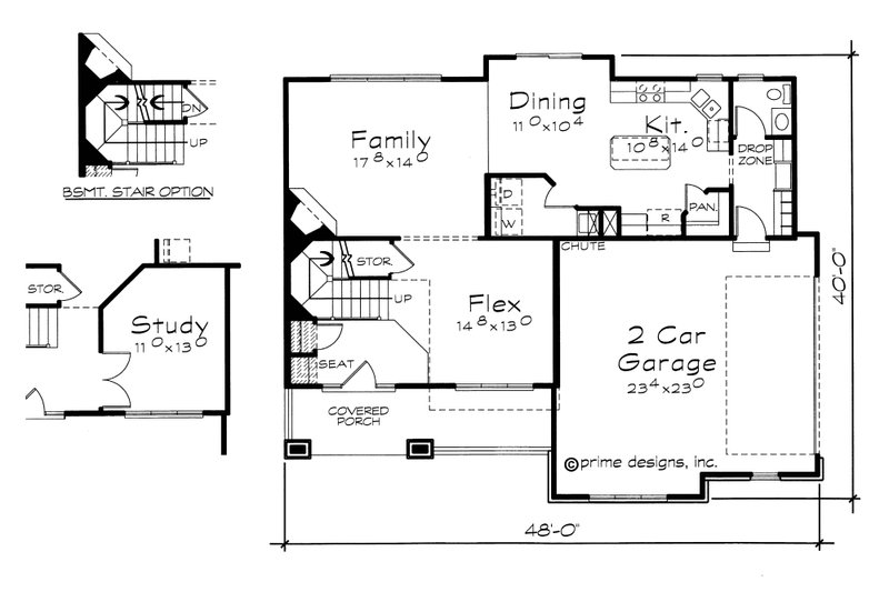 Architectural House Design - Floor Plan - Main Floor for Traditional House Plan #20-2153 - 4 bed, 2.5 bath