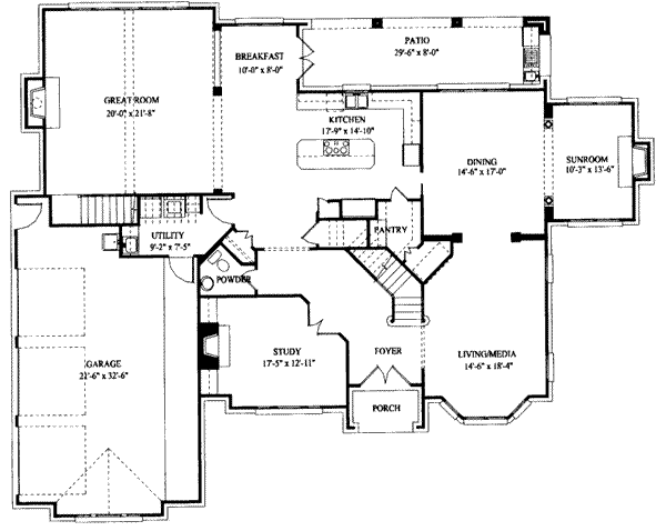 European Style House Plan - 5 Beds 3.5 Baths 4263 Sq/Ft Plan #325-269 ...