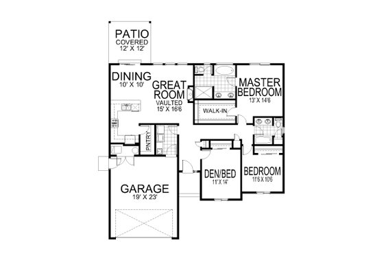 Floor Plan - Main Floor for Craftsman House Plan #112-299 - 3 bed, 2 bath