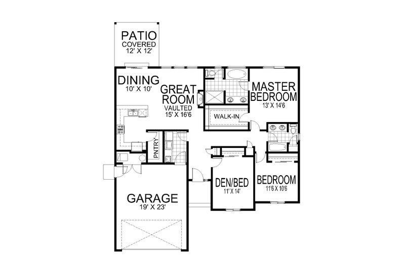 House Blueprint - Floor Plan - Main Floor for Craftsman House Plan #112-299 - 3 bed, 2 bath