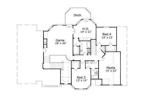 European Floor Plan - Upper Floor Plan #411-416