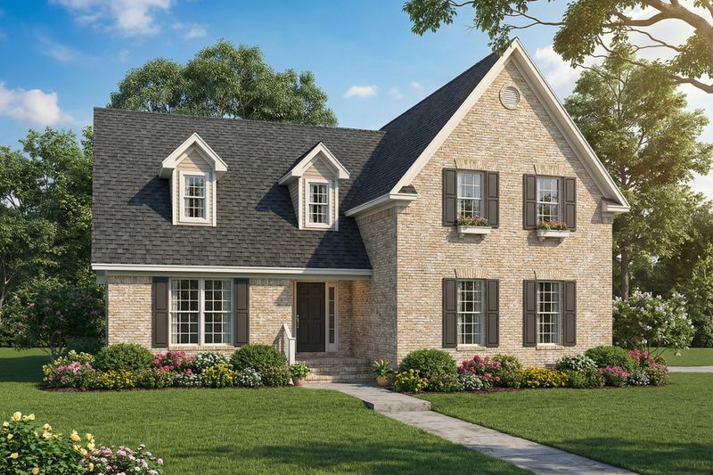 Exterior - Front Elevation 2 for Traditional House Plan #17-2350 - 4 bed, 3.5 bath