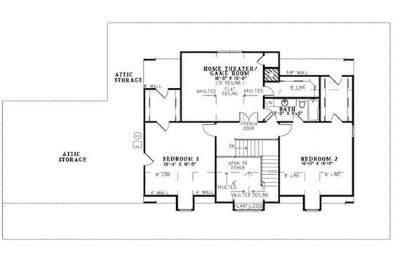 Floor Plan - Upper Floor for Southern House Plan #17-2190 - 3 bed, 2.5 bath